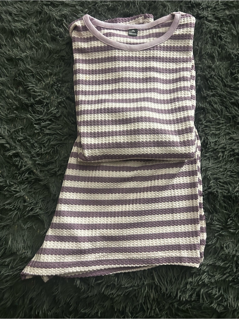 Striped Lavender & Cream Knit Pullover Sweatshirt and shorts